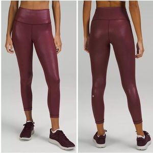 NEW Lululemon Special Edition Wunder High-Rise 25” Red Merlot Foil Legging
